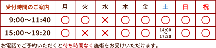 診療時間のご案内